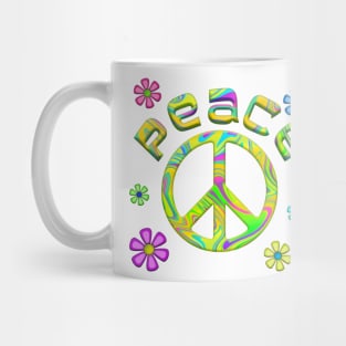 RetroTie Dye Peace Sign with Flowers Mug